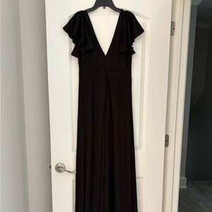 Birdy Grey Black Maxi Dress with Ruffle Sleeves